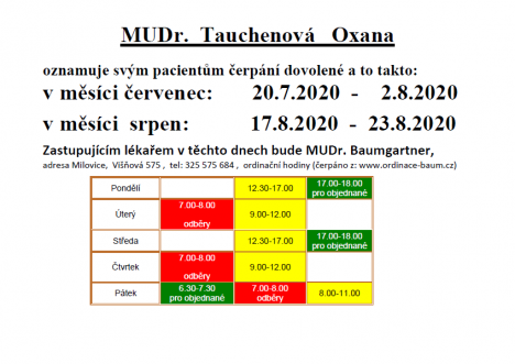 dovolená 2020 - doktorka
