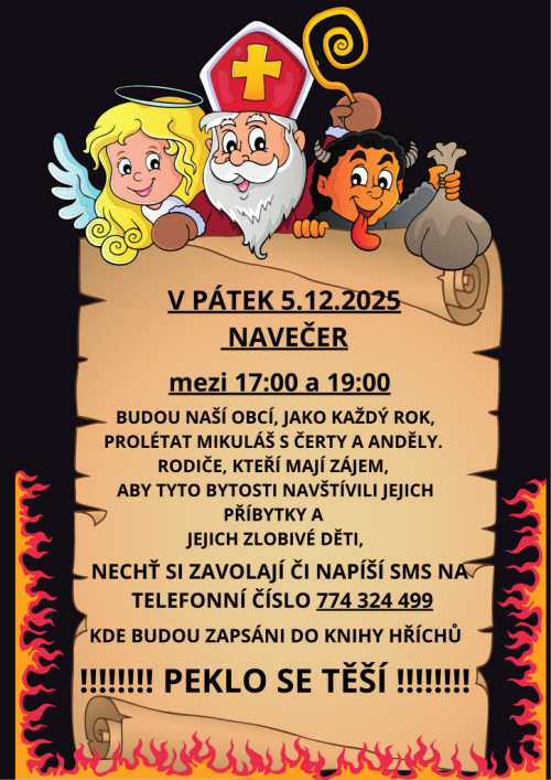 Mikuláš s čerty a anděly